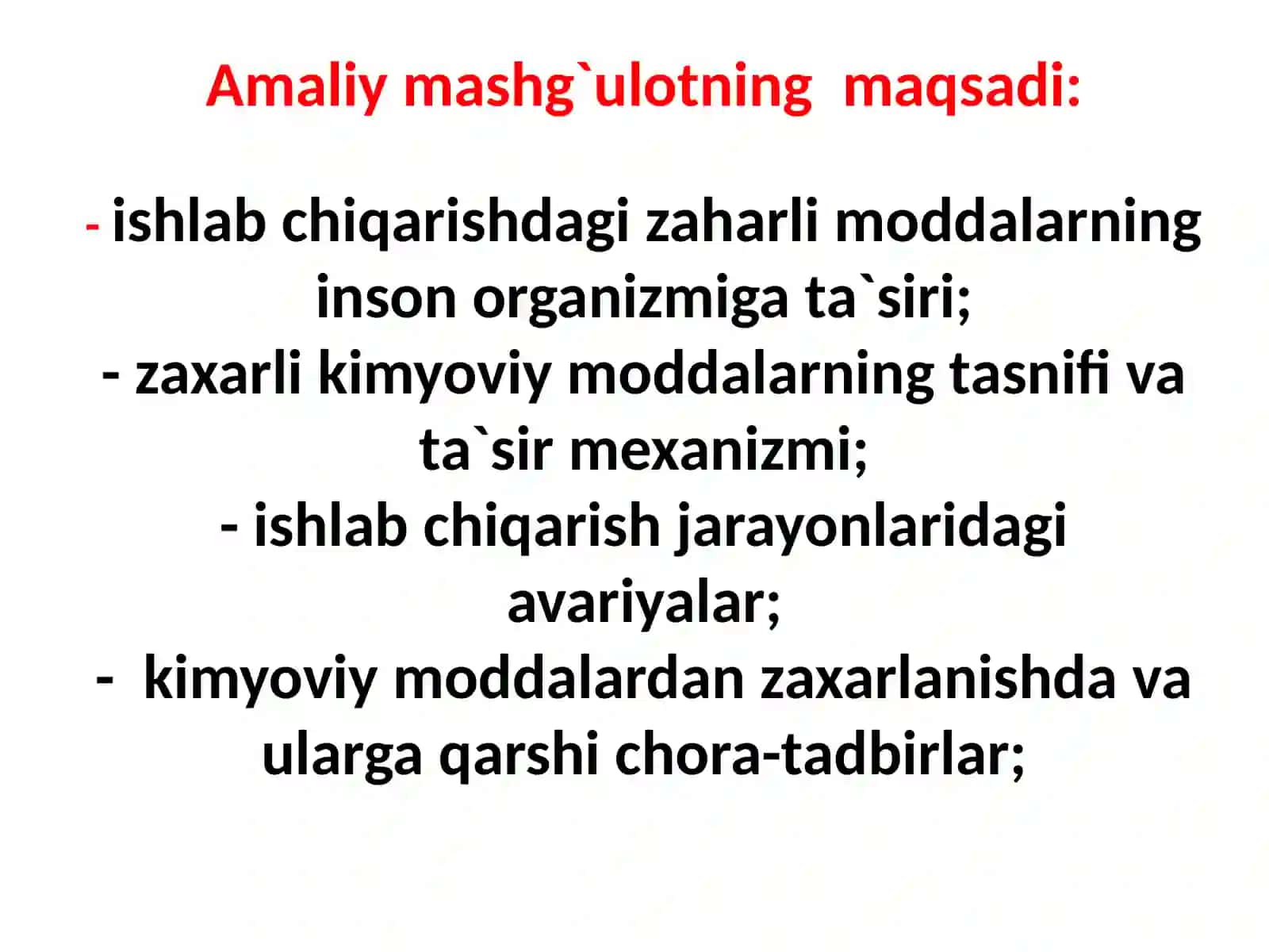 SANOATDAVA QISHLOQ XO`JALIGIDA ISHLATILADIGAN ZAXARLI KIMYOVIY MODDALARNING (ZKM) TASNIFI VA TA`SIR MEXANIZMI 3