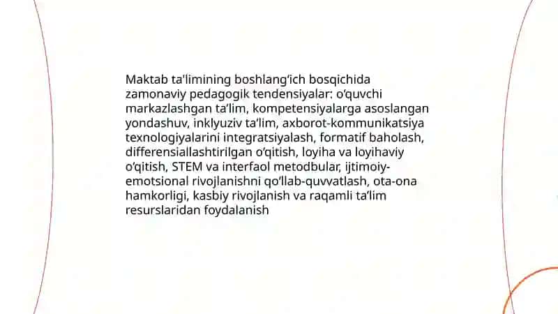 Maktab talimining boshlangich talim bosqichi tendenaiyalarini organish va ozlashtirish 3