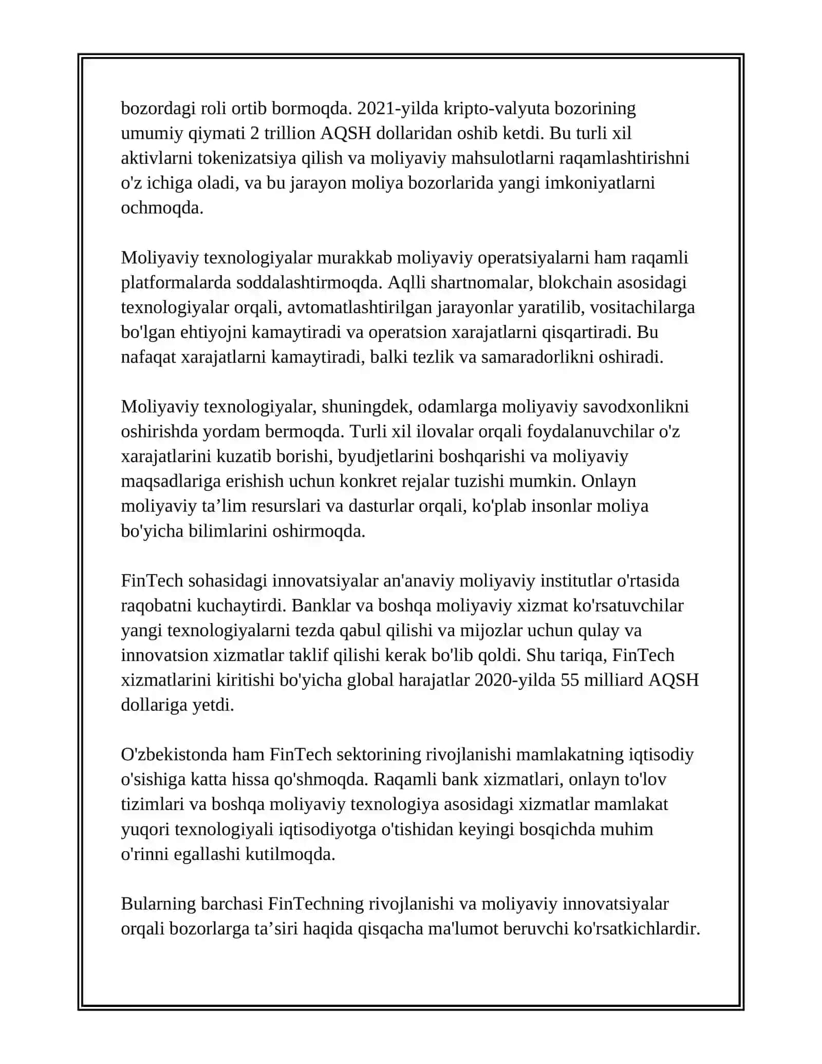 MOLIYAVIY INNOVATSIYALAR VA TEXNOLOGIYALARNING RIVOJLANISHI 3