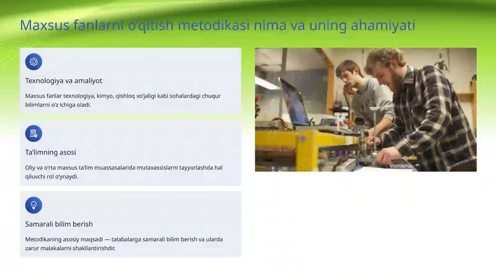Maxsus fanlarni o‘qitish metodikasining dolzarb muammolari va ularni tadqiq etish yo‘llari 3