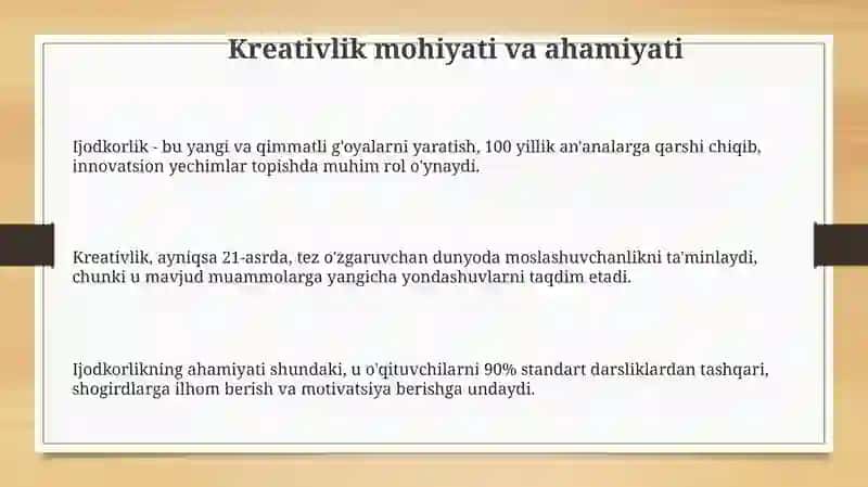 Kreativlik sifatlarni rivojlantirish yo'llari 3