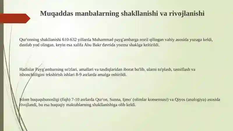 Islom dini muqqaddas manbalari va aqidaviy maktablarining shakllanishi 3