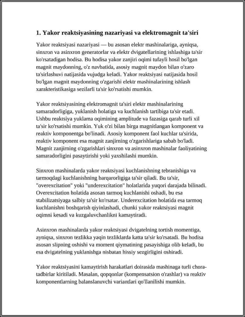 YAKOR RIYAKSIYASI TOK KMMUTSIYASI KONTOKTORLI VA MAGNETLI ISHGA TUSHURGICHLAR 3