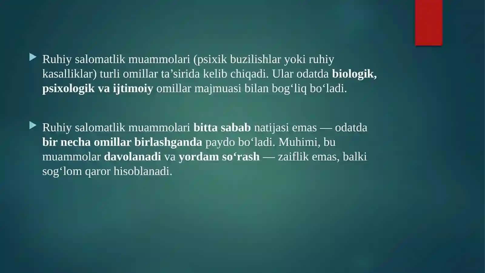 Umumiy ruhiy salomatlik muammolari va ularni davolash 3