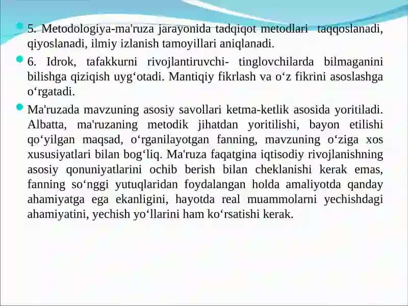 Ma'ruza va mashg'ulot tuzilishi 3