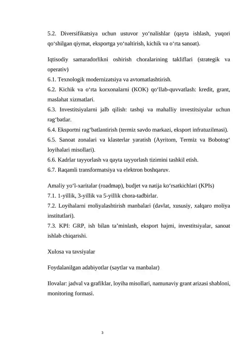 Hudud sanoat tarmog'ining iqtisodiy samaradorligini oshirish va diversifikatsiyasini ta'minlash yo'llari 3