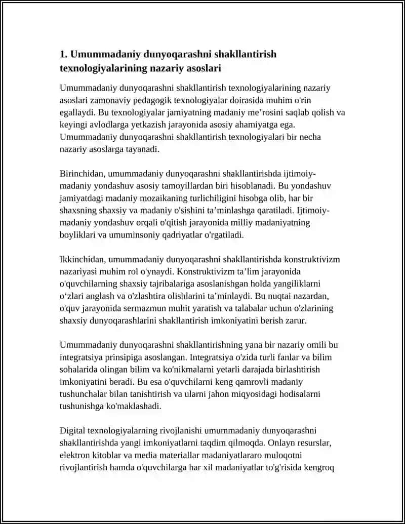 UMUMMDANIY DUNYOQARASHNI SHAKLLANTIRISH TEXNOLOGIYALARI HAM PEDAGOGIK TEXNOLOGIYALARINING OʻZIGA XOS XUSUSIYATLARI 3