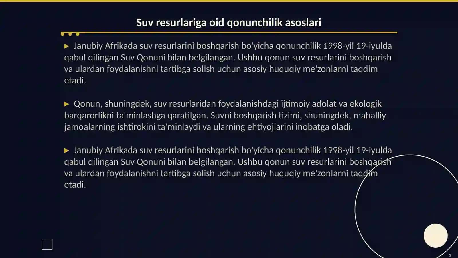 Ekologiya huquqi: Janubiy afrikaning suv resurlaridan foydalanish to’g’risidagi qonunchiligi 3