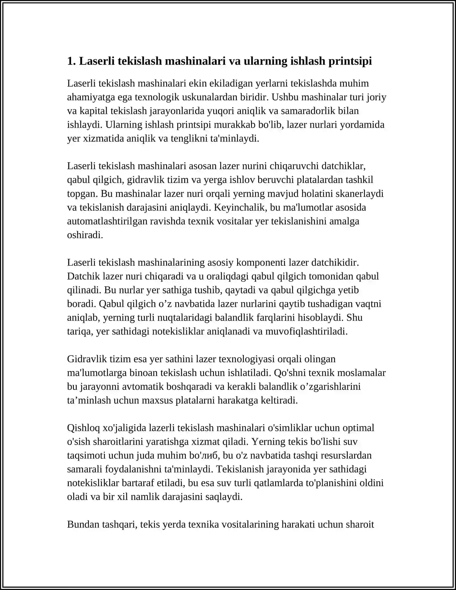 EKIN EKILADIGAN YERLARNI JORIY VA CAPITAL TEKISLASHDA QOʻLLANILADIGAN MASHINALAR 3