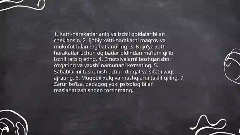 Xulq atvor boʻyicha maslahat 3