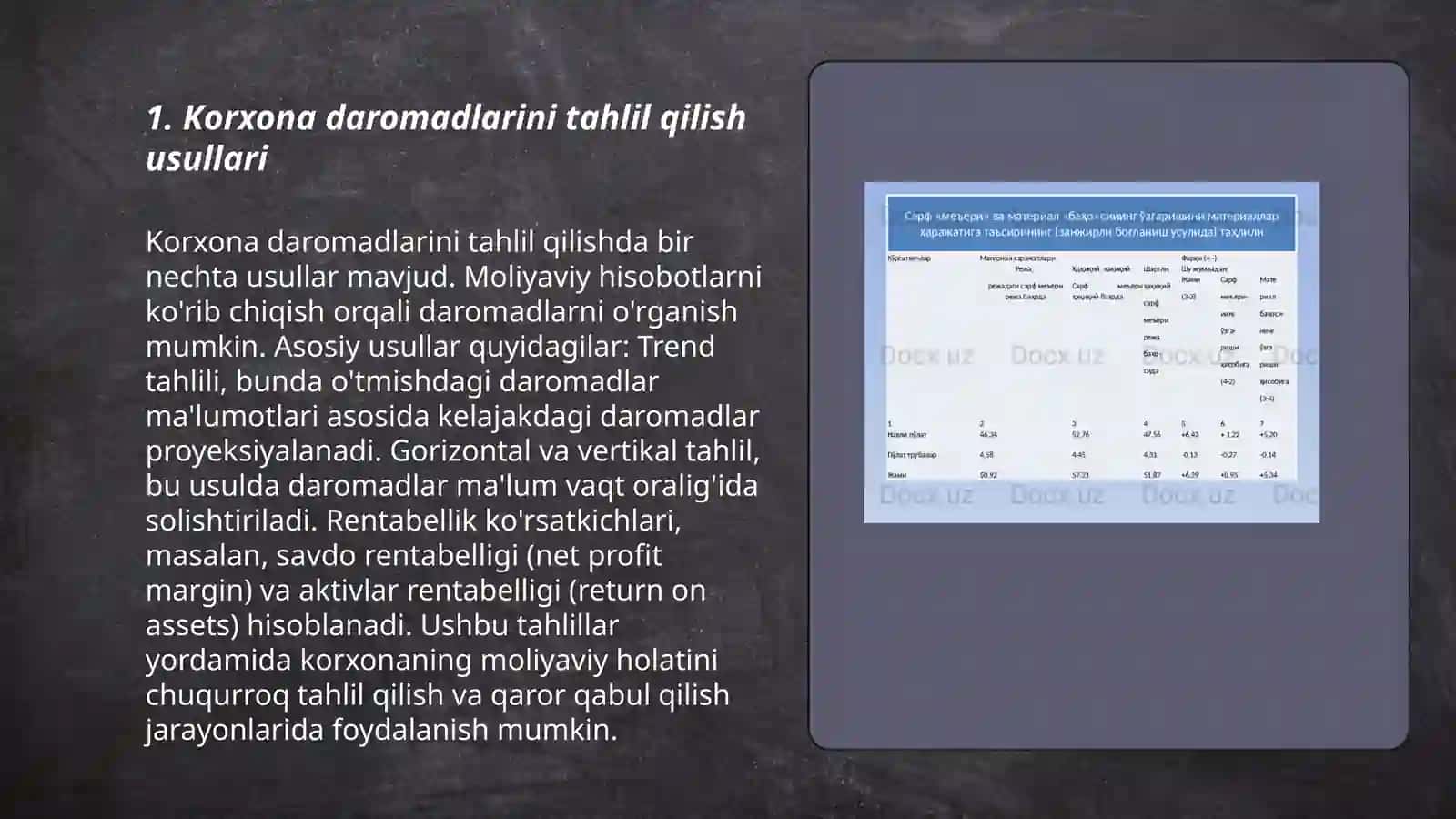 Korxonalar faoliyatini ya’ni xarajat va daromadlarini tahlil qilish (Kichik korxonalar misolida) 3