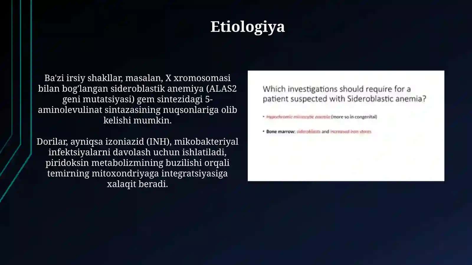 Sideroaxrestik anemiya etiologiyasi, patogenezi, klinikasi va diagnostikasi 3