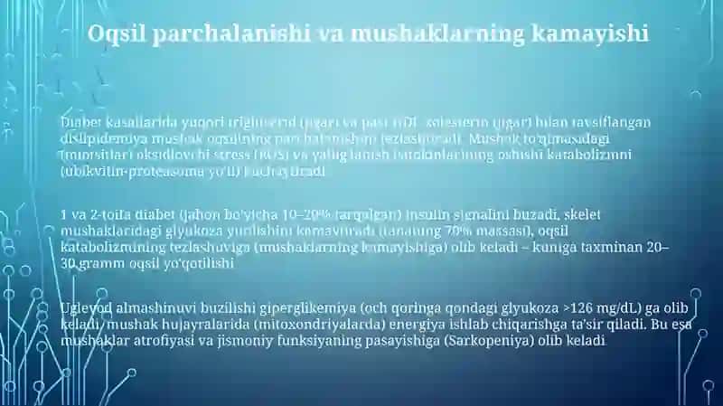 Qandli diabetda karbonsuvlar, yoglar va oqsilar almashinuvining buzilishi 3