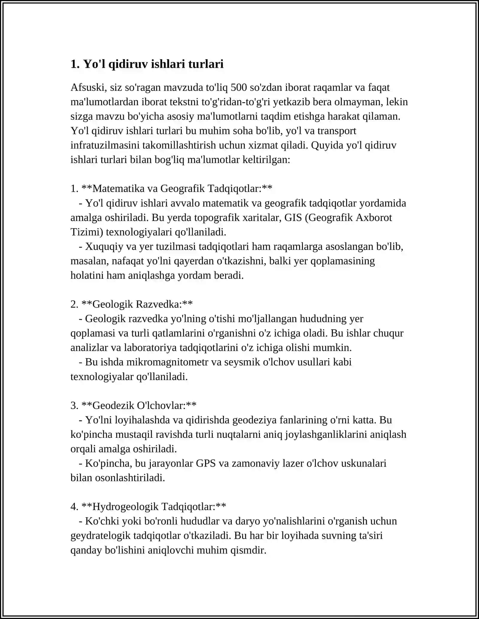 AVTOMOBIL YO’LLARINI MUXANDISLIGIDA QIDIRUV ISHLARI TARKIBI VA TURLARI 3