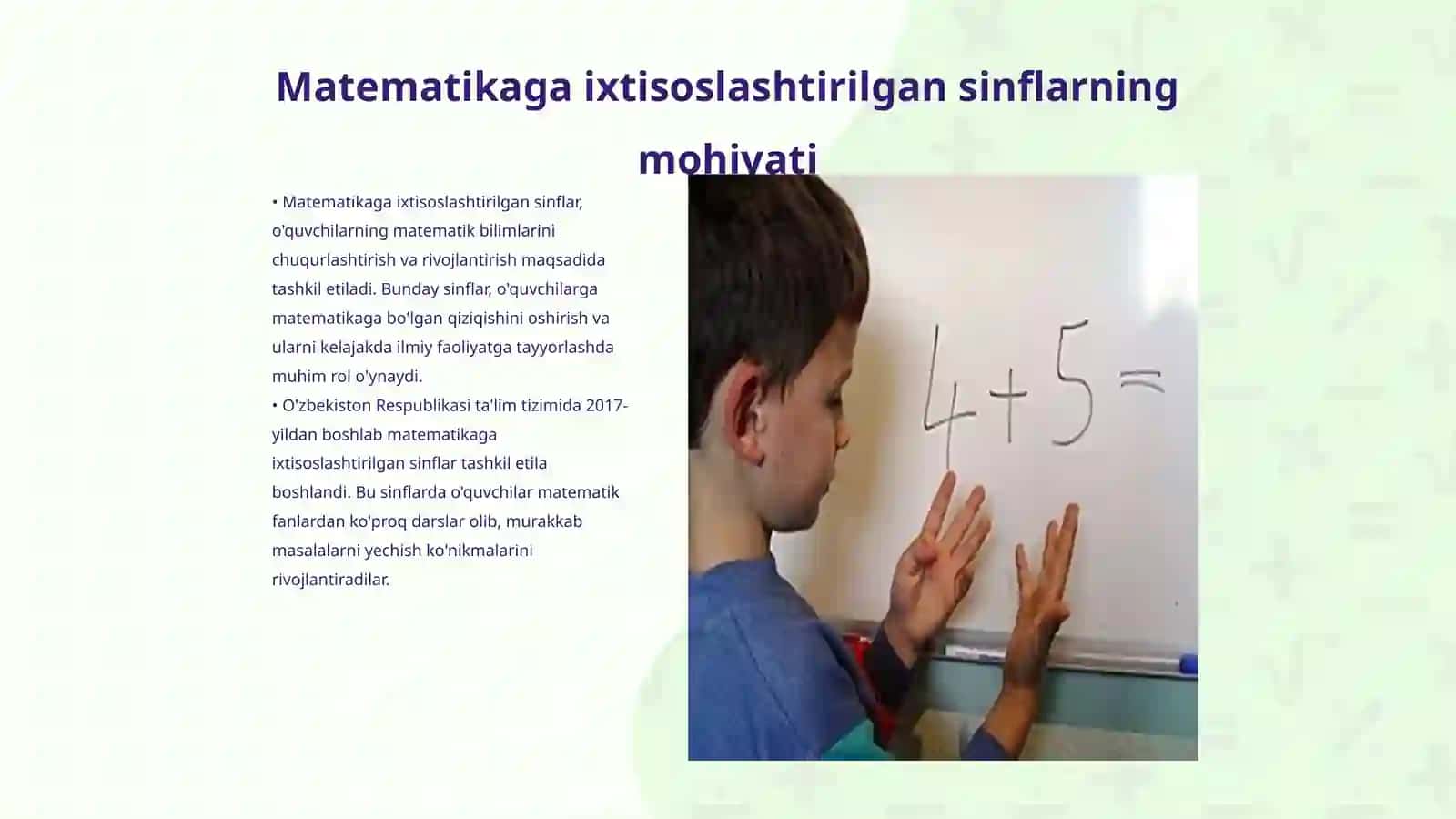 Matematikaga ixtisoslashtirilgan sinflarga o'qitishni tashkil etish 3