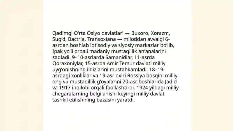 Oʻzbekistonda mustaqillik gʻoyalarining tarixiy asoslari 3