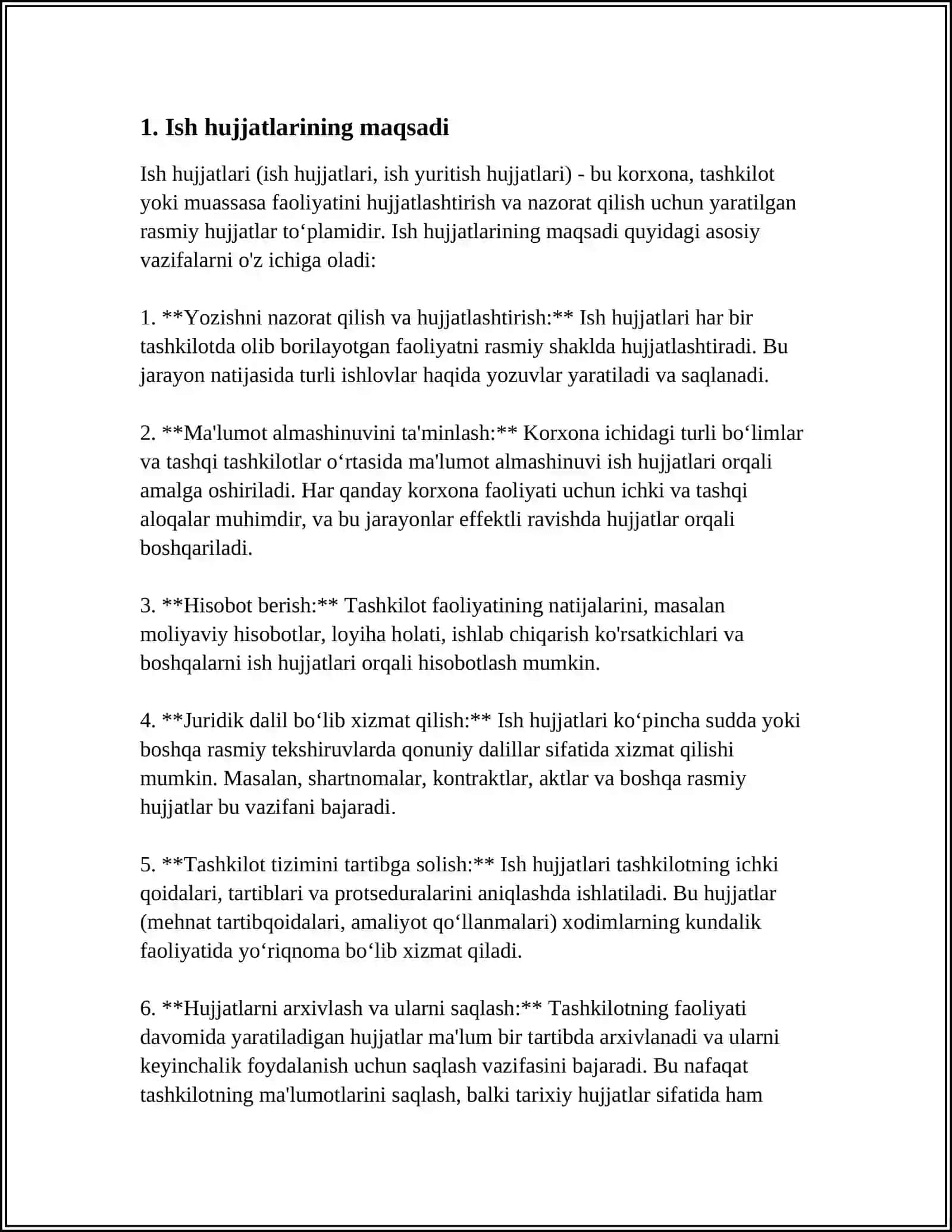 ISH HUJJATLARI VA ULARGA QOʻYILADIGAN ASOSIY TALABLAR 3