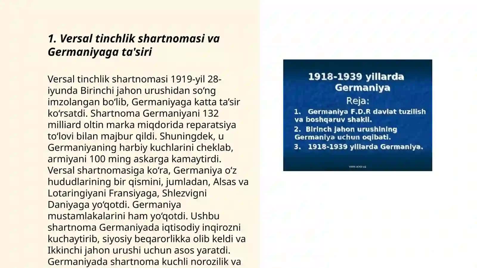 Versal tinchlik shartnomasi va Germaniyaga ta'siri 3