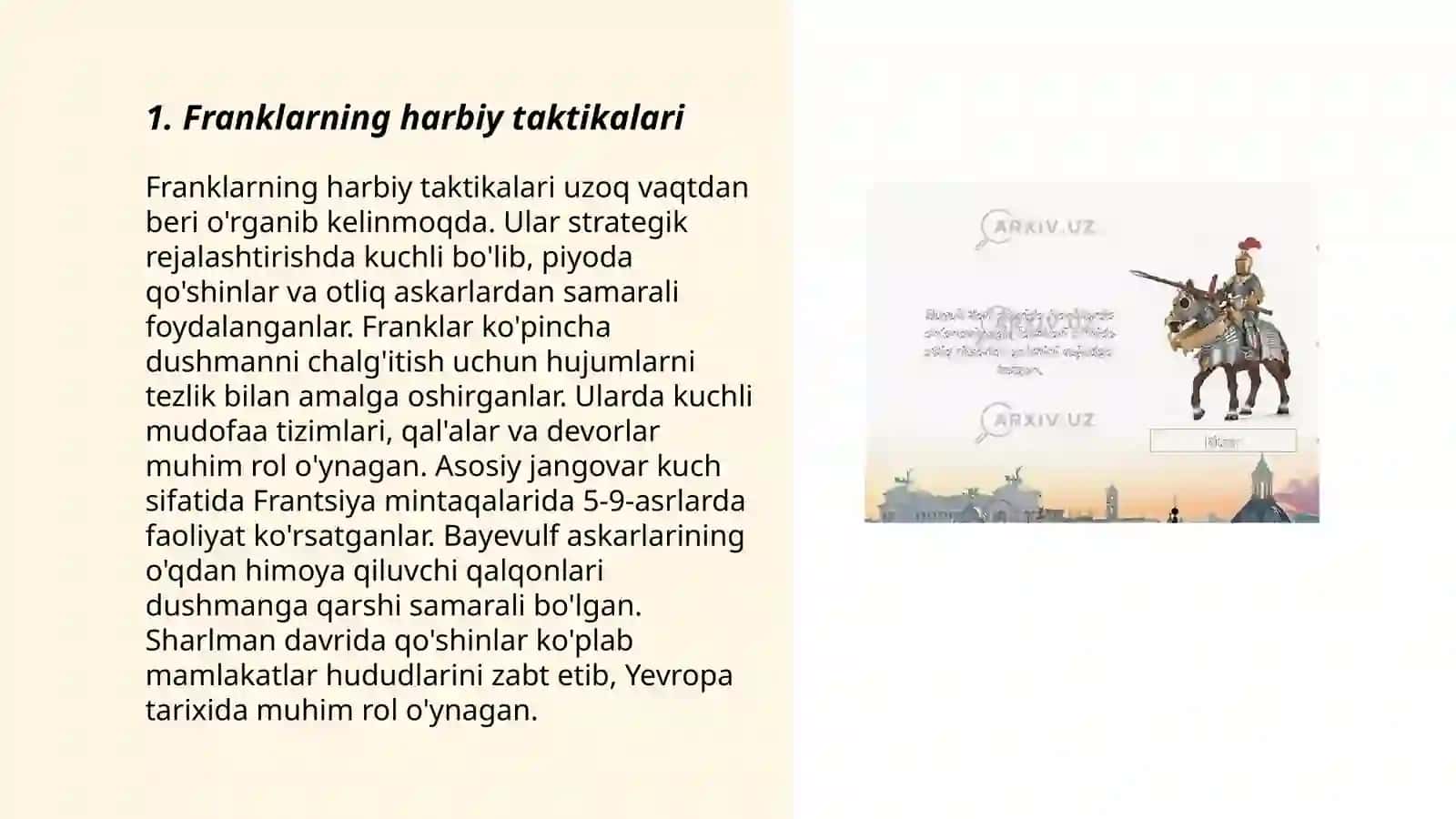 O'rta davrda Franklar va Arablar harbiy San'ati 3