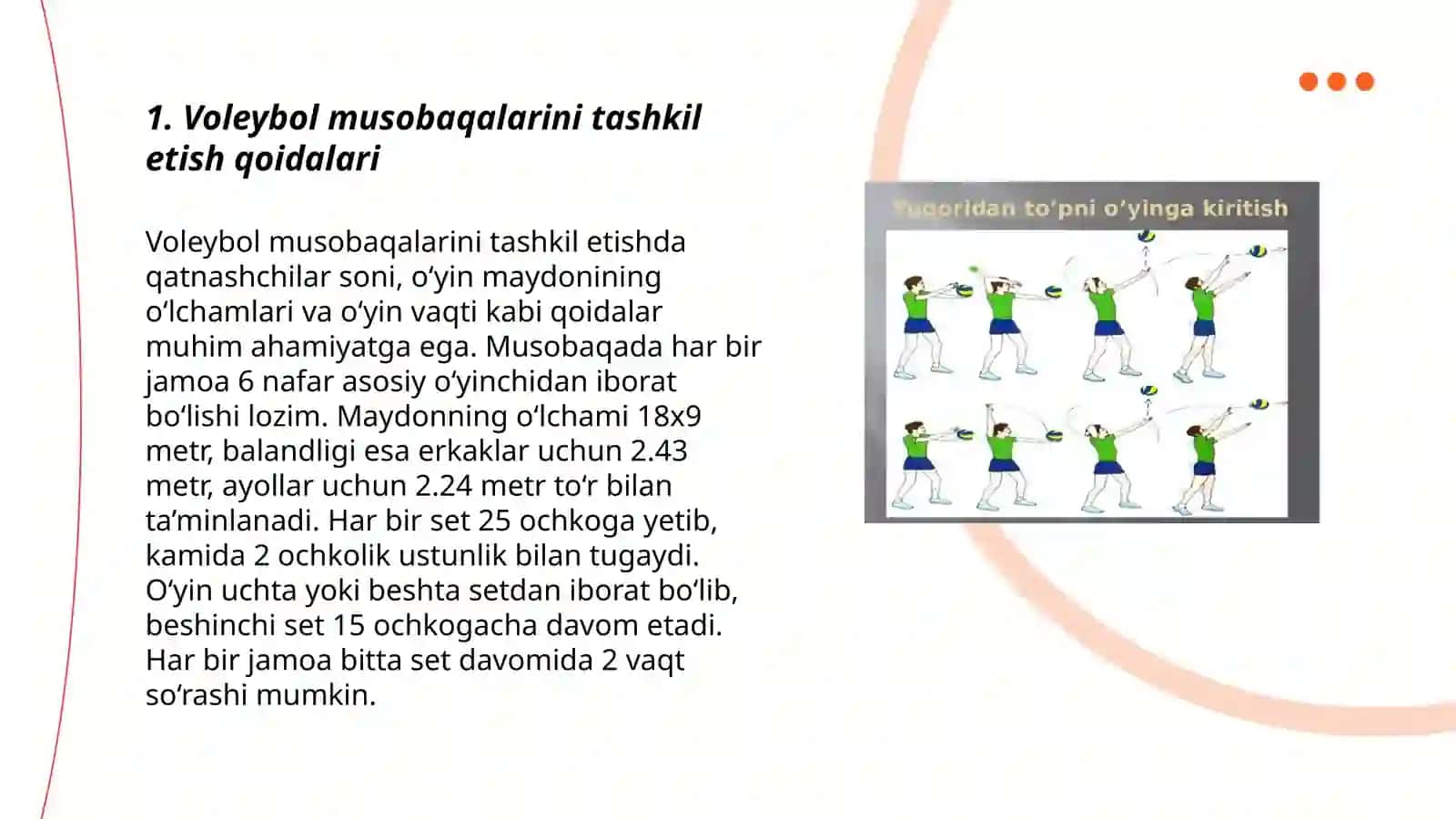 Voleybol musobaqalarini tashkil etish qoidalari 3