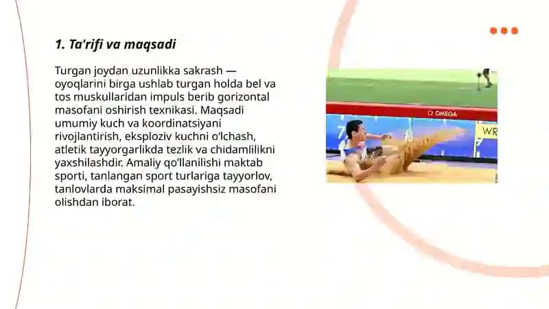 Turgan joydan uzunlikka sakrash 3