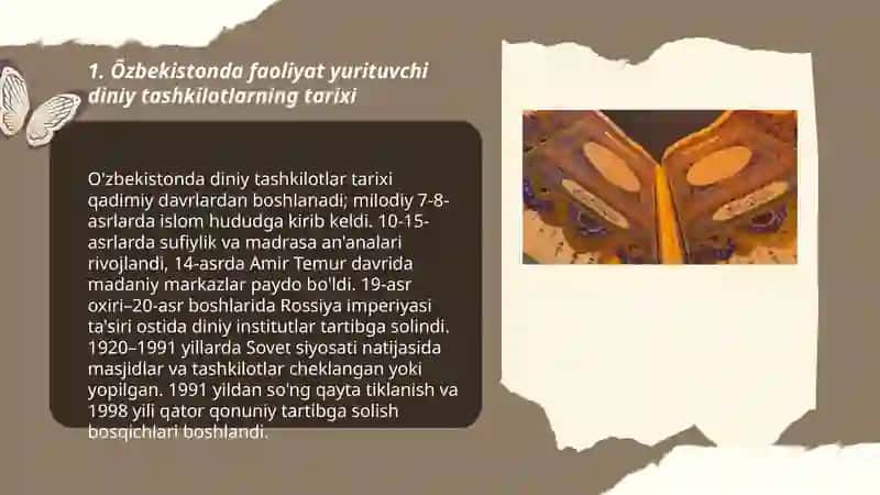 Õzbekistonda faoliyat yurituvchi diniy tashkilotlarning tarixi 3