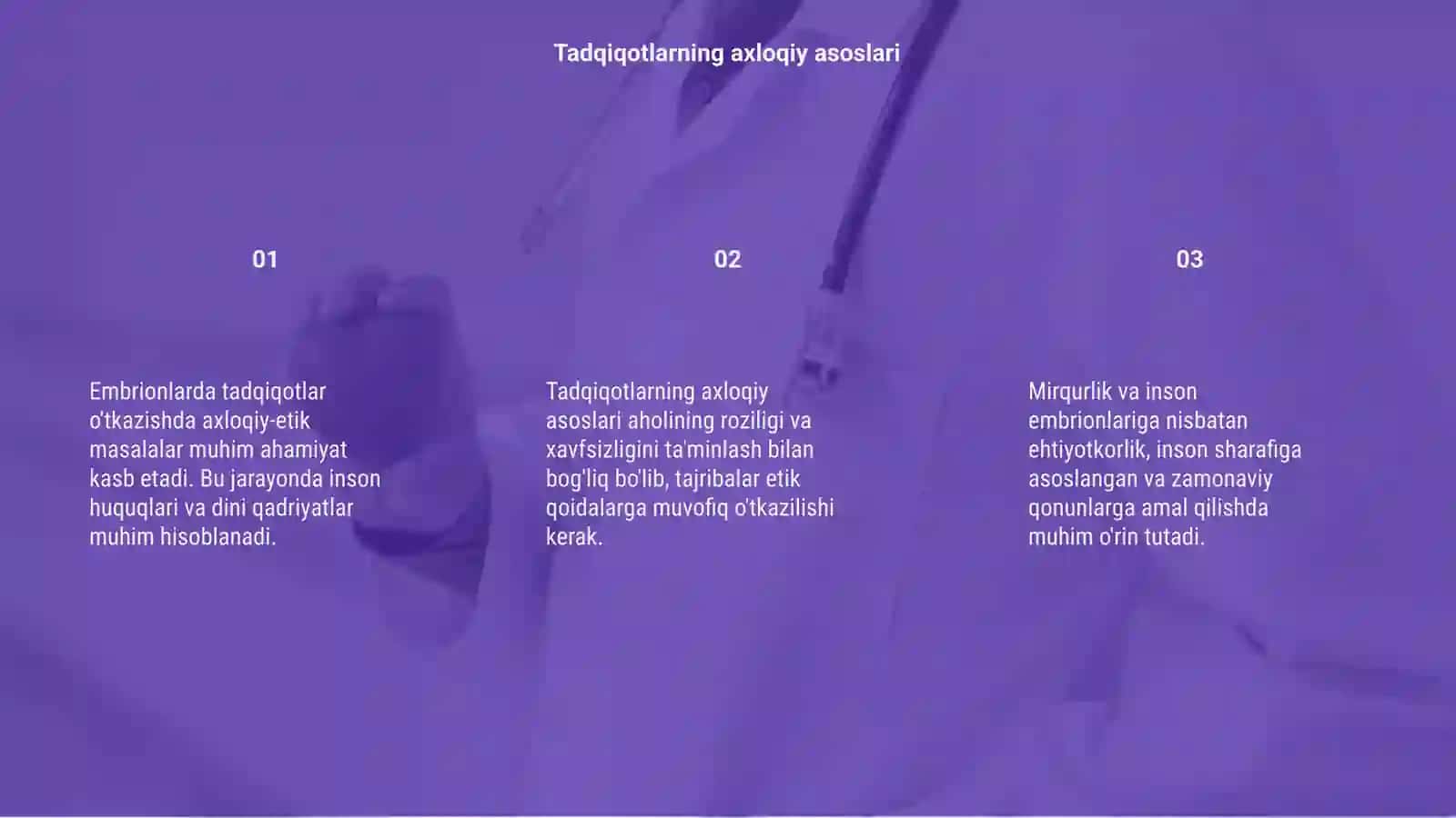 Embrionlarda tadqiqotlar o'tkazish masalasining axloqiy-etik jihatlari 3