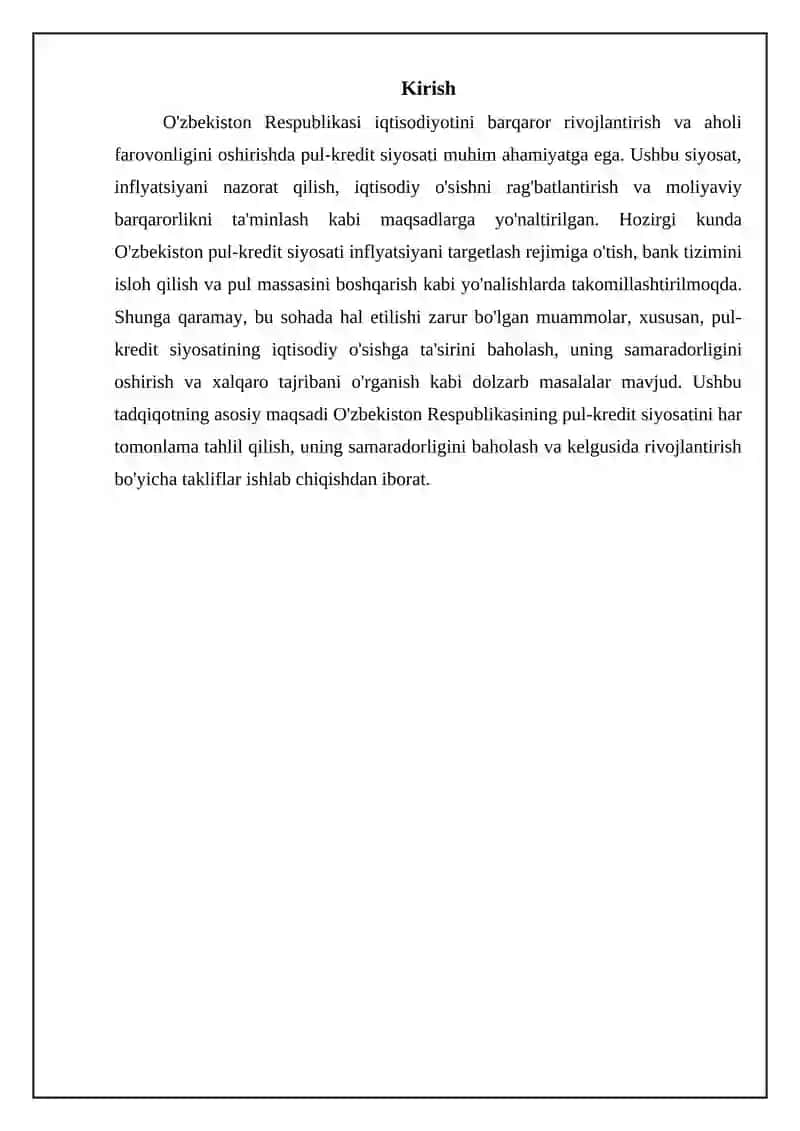 O'zbekiston Respublikasining pul-kredit siyosati 3