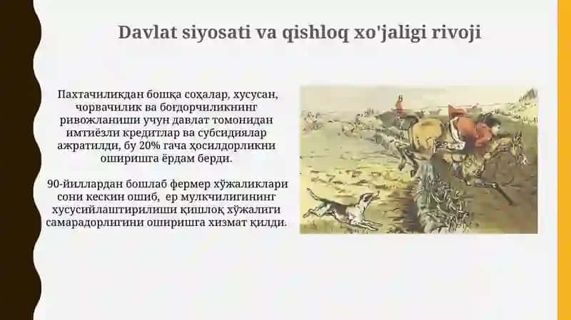 Mustaqillik yillarida qishloq xõjaligi va sanoat sohasidagi õzgarishlar 3