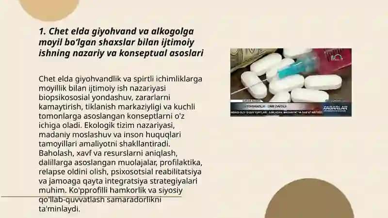 Chet elda giyohvand va alkogolga moyil boʻlgan shaxslar bilan ijtimoiy ish 3