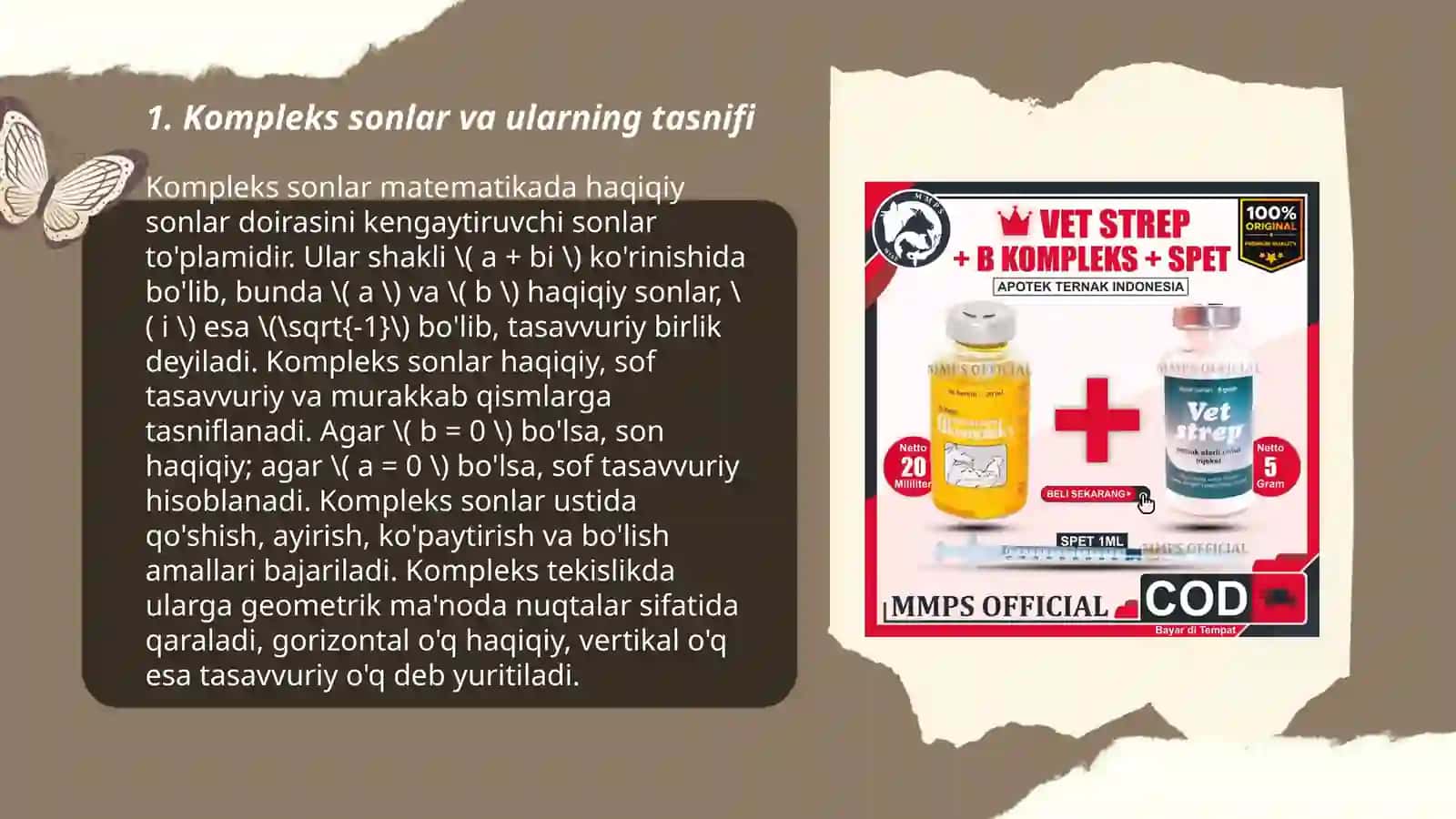 Kompleks sonlarni ildizdan chiqarish. Muavr formulasi 3