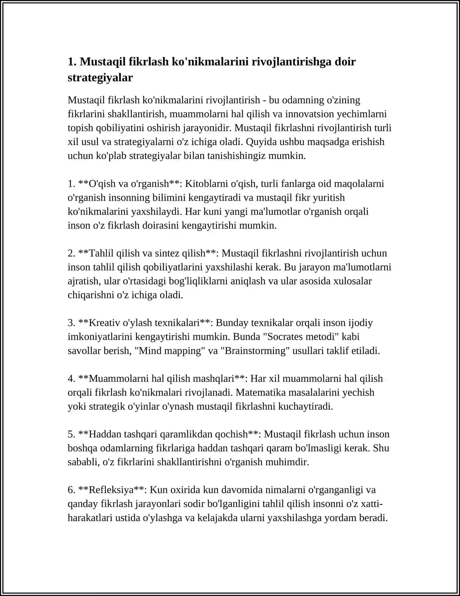 BIOLOGIYANI OʻQITISHDA OʻQUVCHILARNING MUSTAQIL VA IJODIY FIKR YURITISH KOʻNIKMALARINI TARKIB TOPTIRISH YOʻLLARI 3
