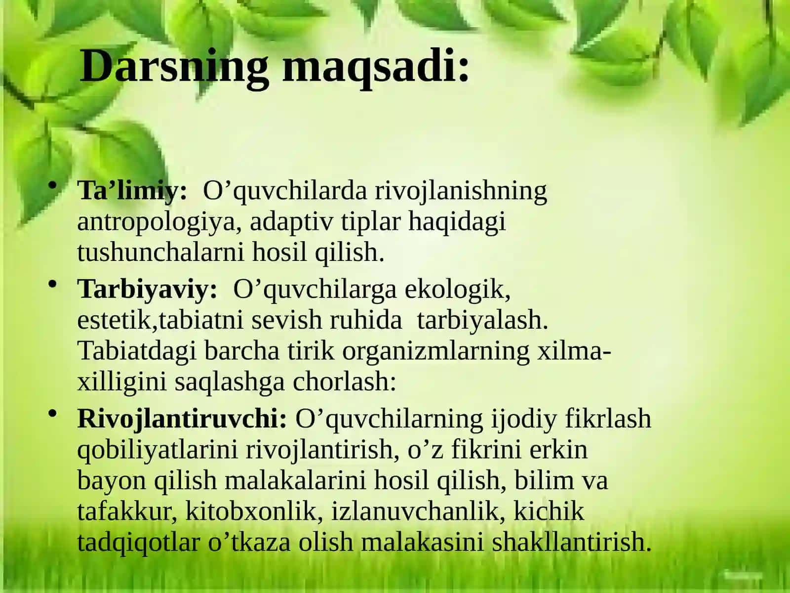 11-sinf Biologiya fanidan Inson ekologiyasi dars taqdimot 3