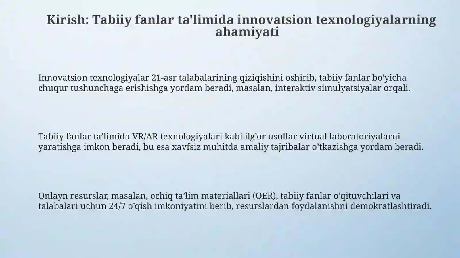 Tabiiy fanlar nazariyasi va metodikasini o‘qitishda innovatsion ta’lim texnologiyalardan foydalanish 3