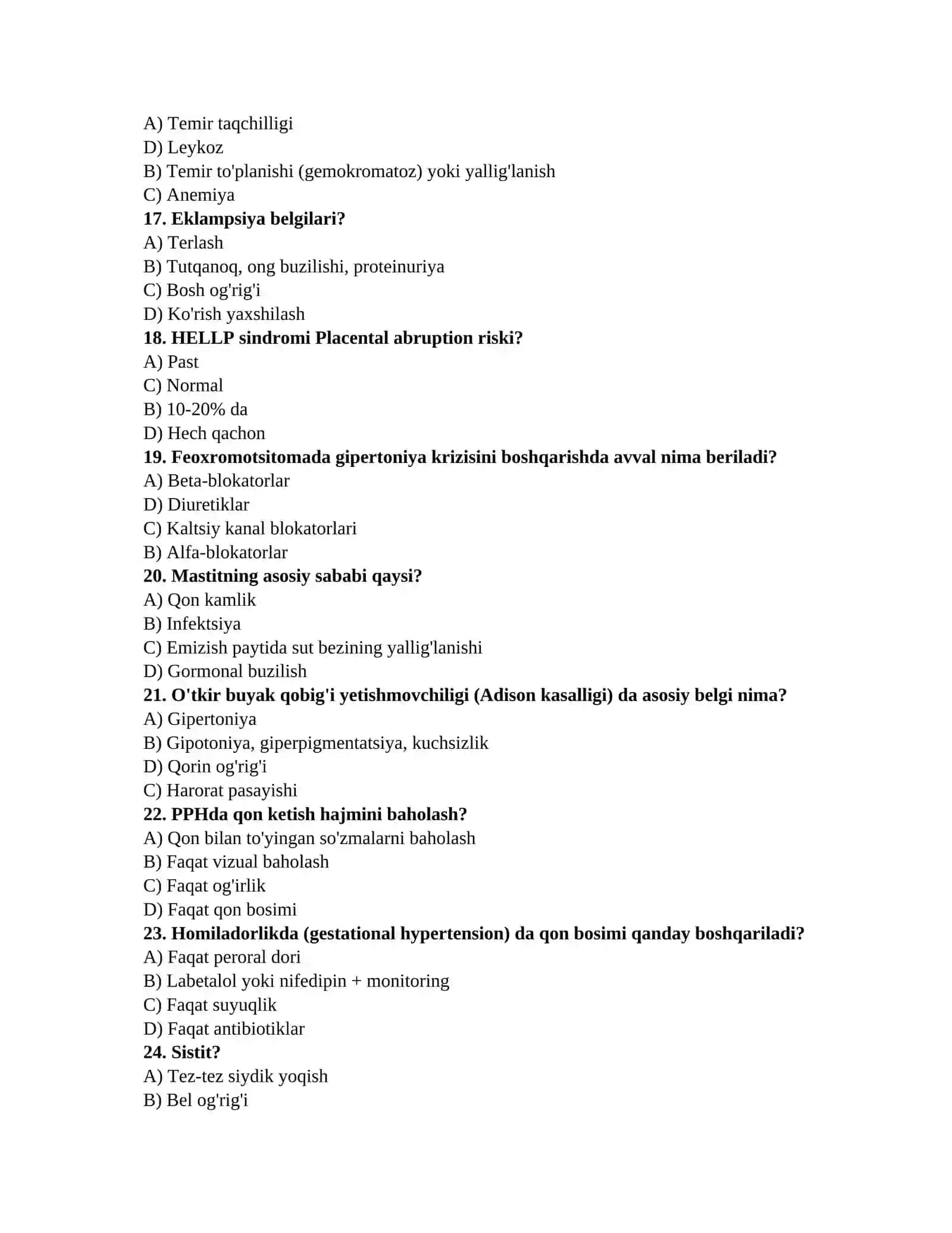 Tibbiyot testlari DOC 3
