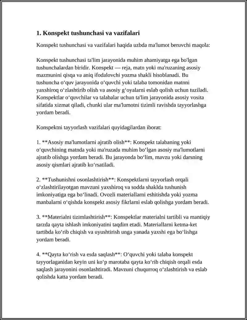 KONSPEKT. KONSPEKT TURLARI. KONSPEKTLASHTIRISH USULLARI 3