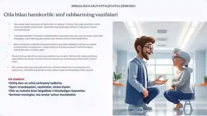 Sinf rahbarining oila va jamoatchilik bilan oatchilik bilan o‘quvchilar rivojlanishi 3