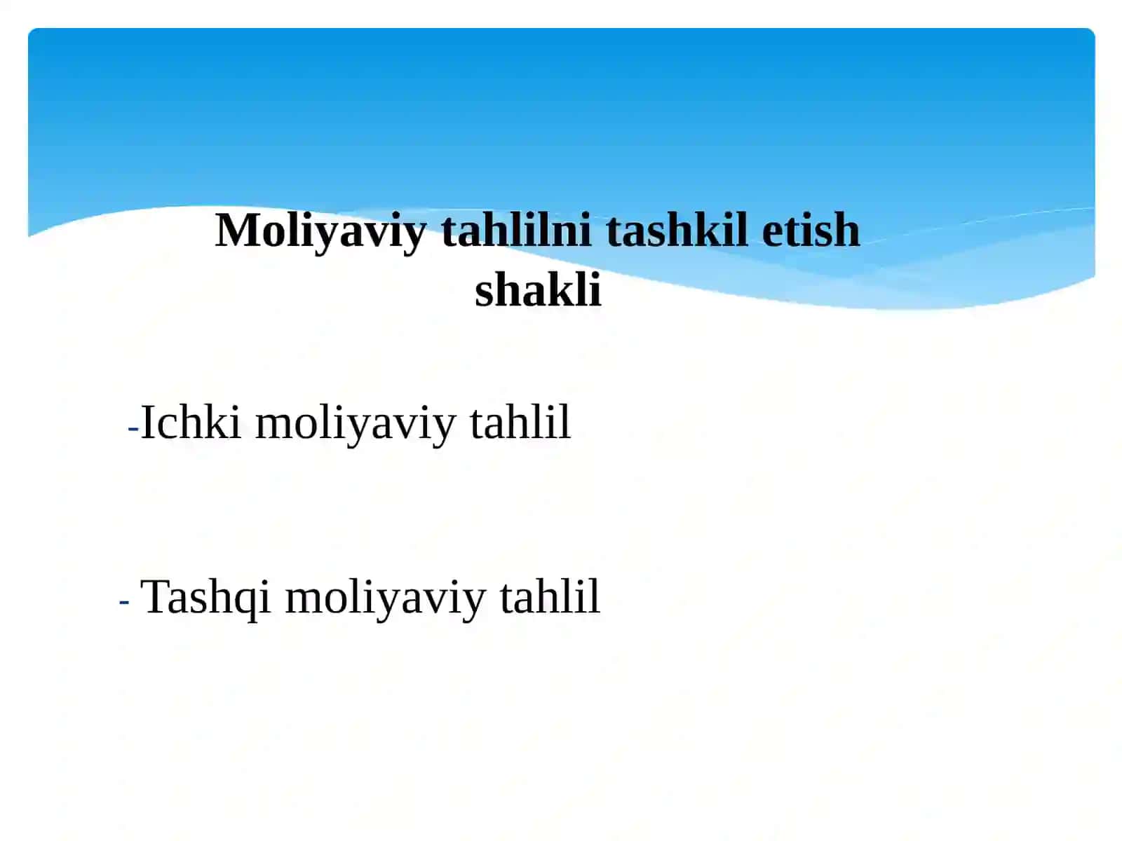 Moliyaviyat tahlilni tashkilotish va axborot manbalari 3