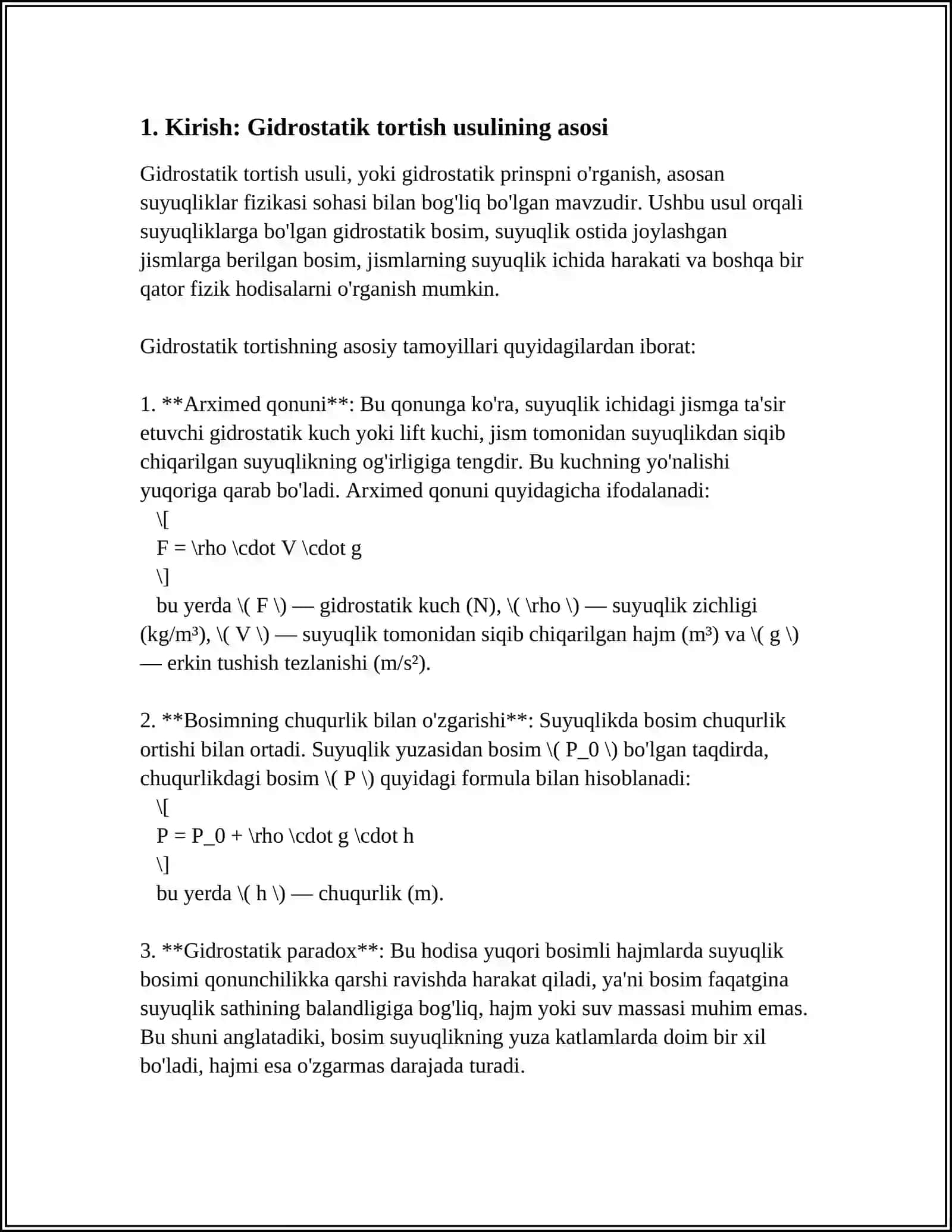 TISHNING ZICHLIGINI GIDROSTATIK TORTISH USULIDA ANIQLASH 3