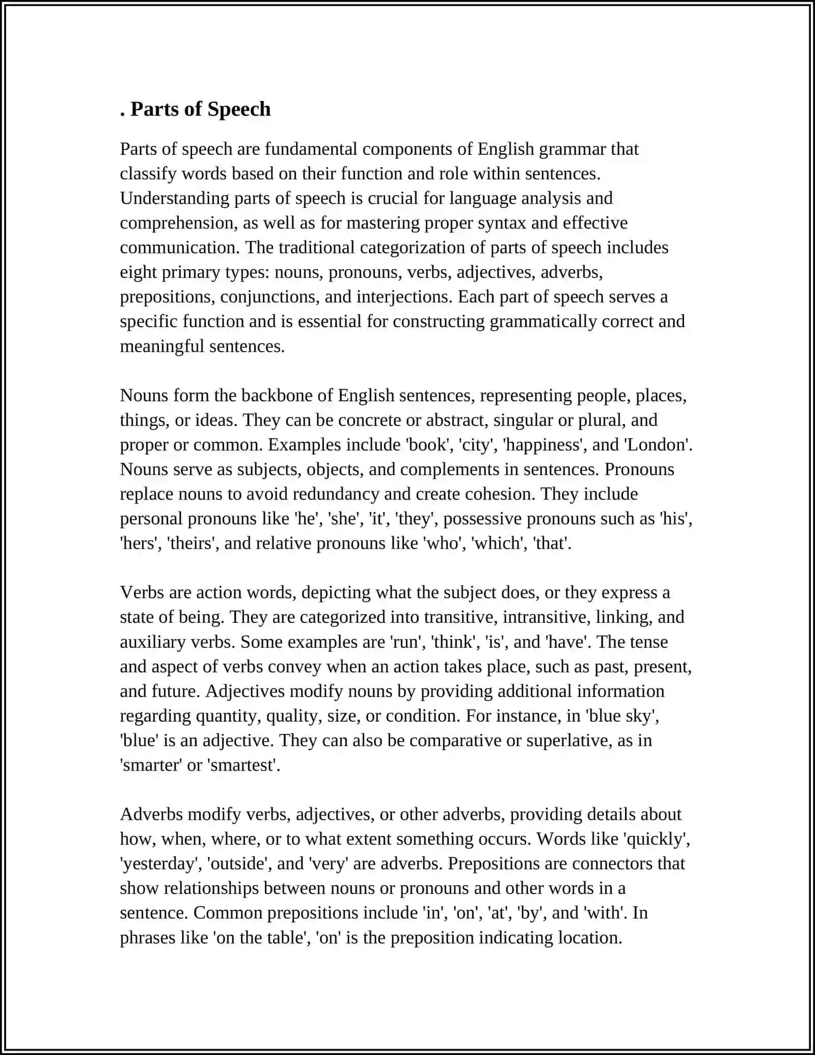 NOUNS AND PRONOUNS: PARTS OF SPEECH 3