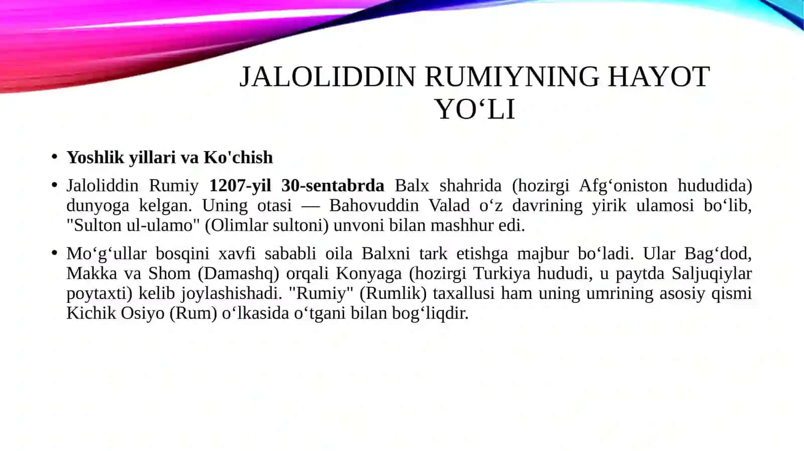 JALOLIDDIN RUMIYNING HAYOTI VA IJODI 3