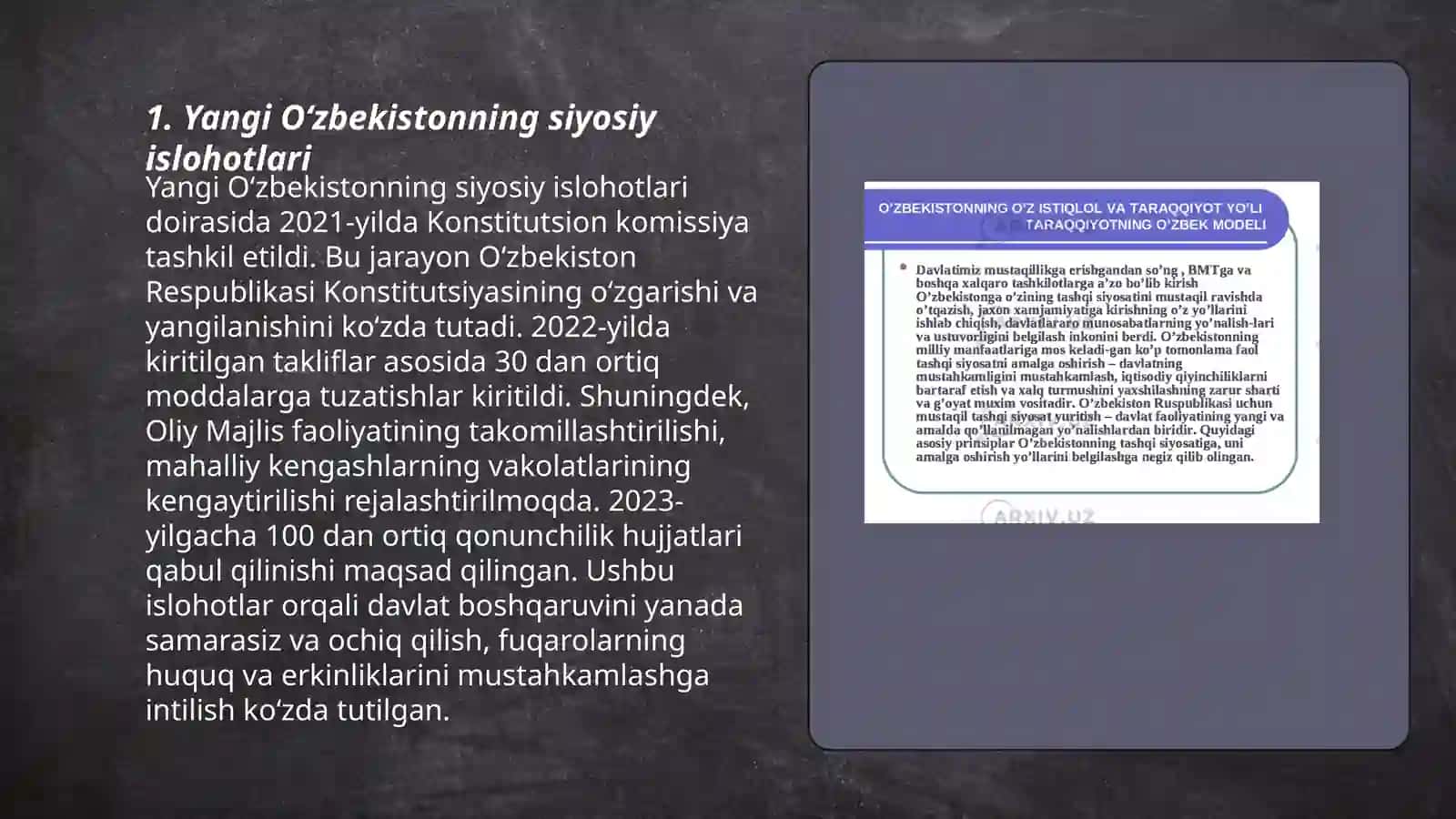 Yangi Oʻzbekistonning siyosiy oʻzgarish 3