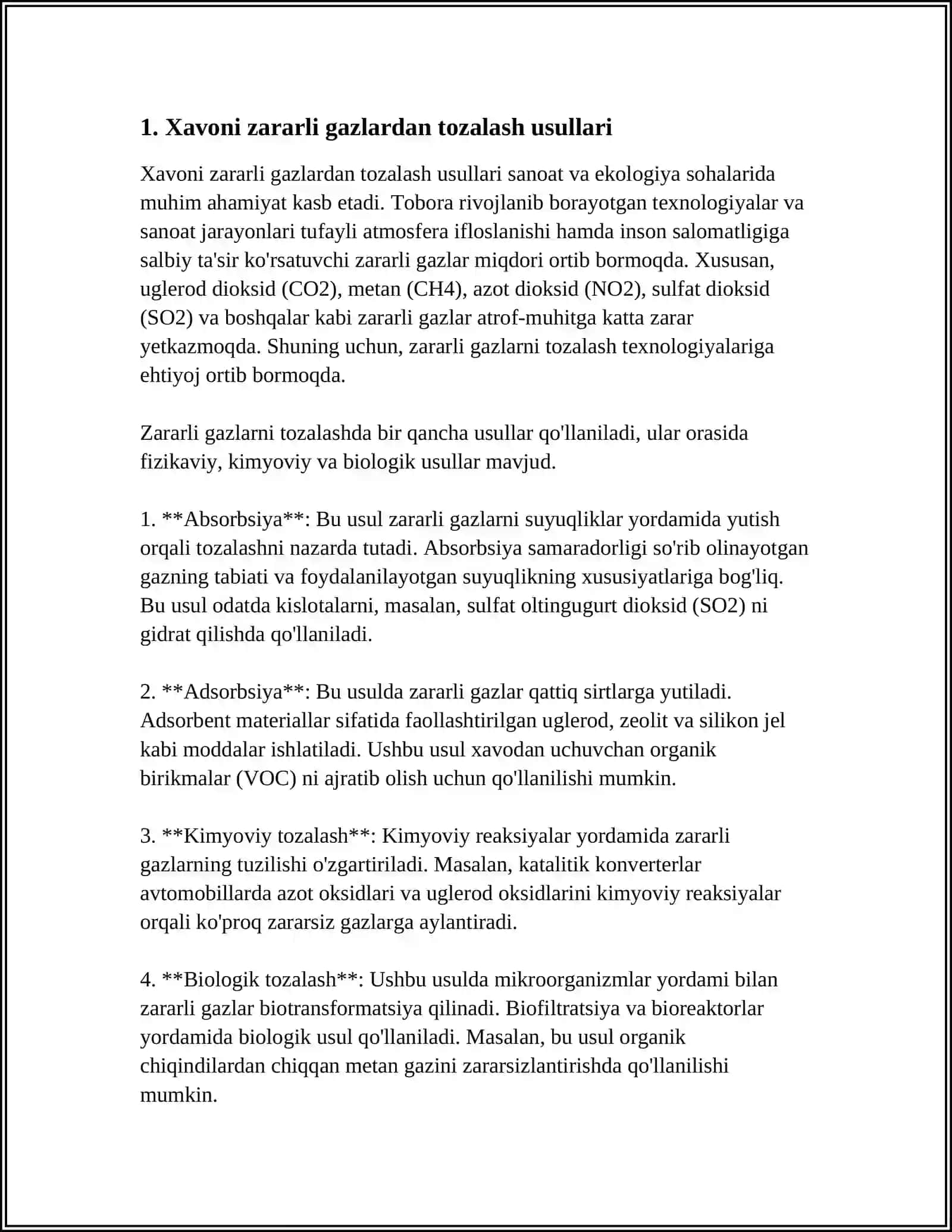 XAVONI ZARARLI GAZLARDAN TUTLI XIL CHANG ZARRALARIDAN TOZALASH USULLARI 3