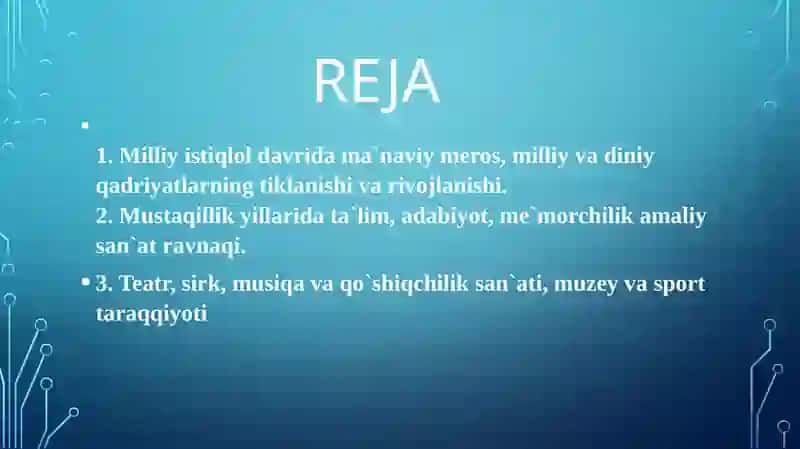 O‘zbekistonda milliy qadriyatlar va tarixni tiklash borasida amalga oshirilgan islohotlar mazmuni 3