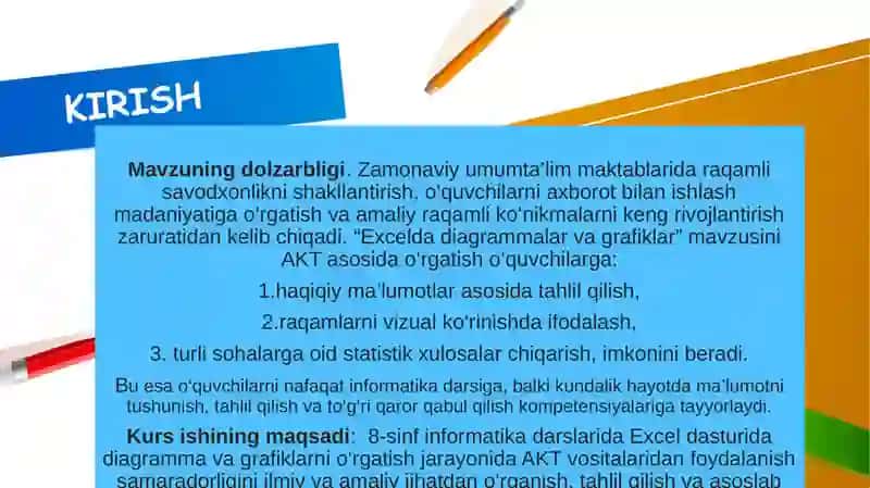 8-sinfda Excelda diagrammalar va grafiklar mavzusida AKTni qo‘llash samaradorligi 3