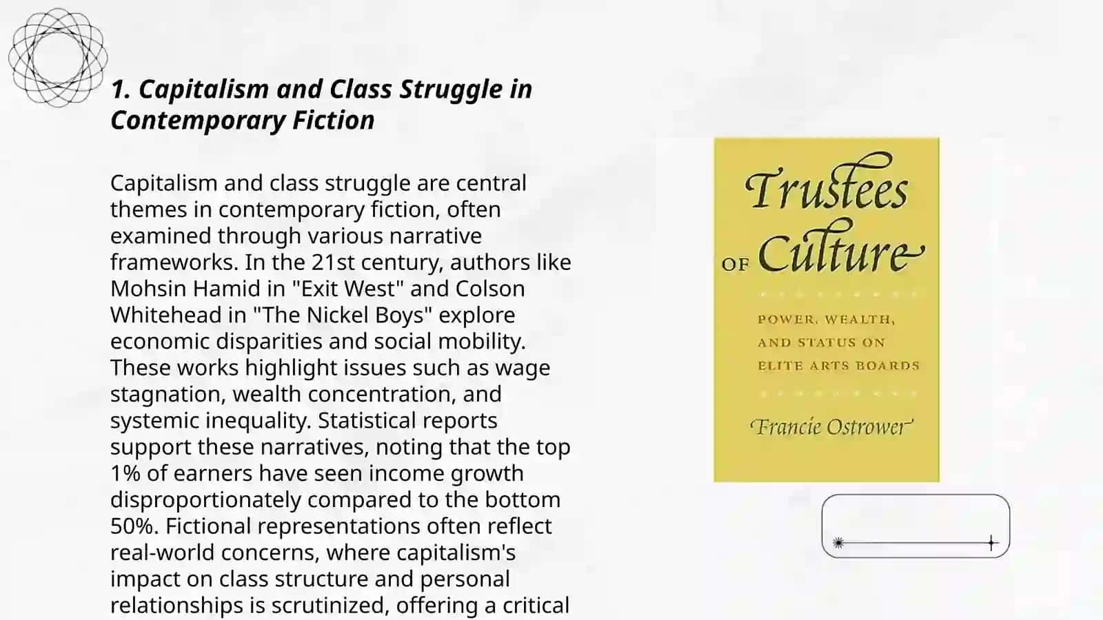 Wealth and Power in Recent Literary Works 3