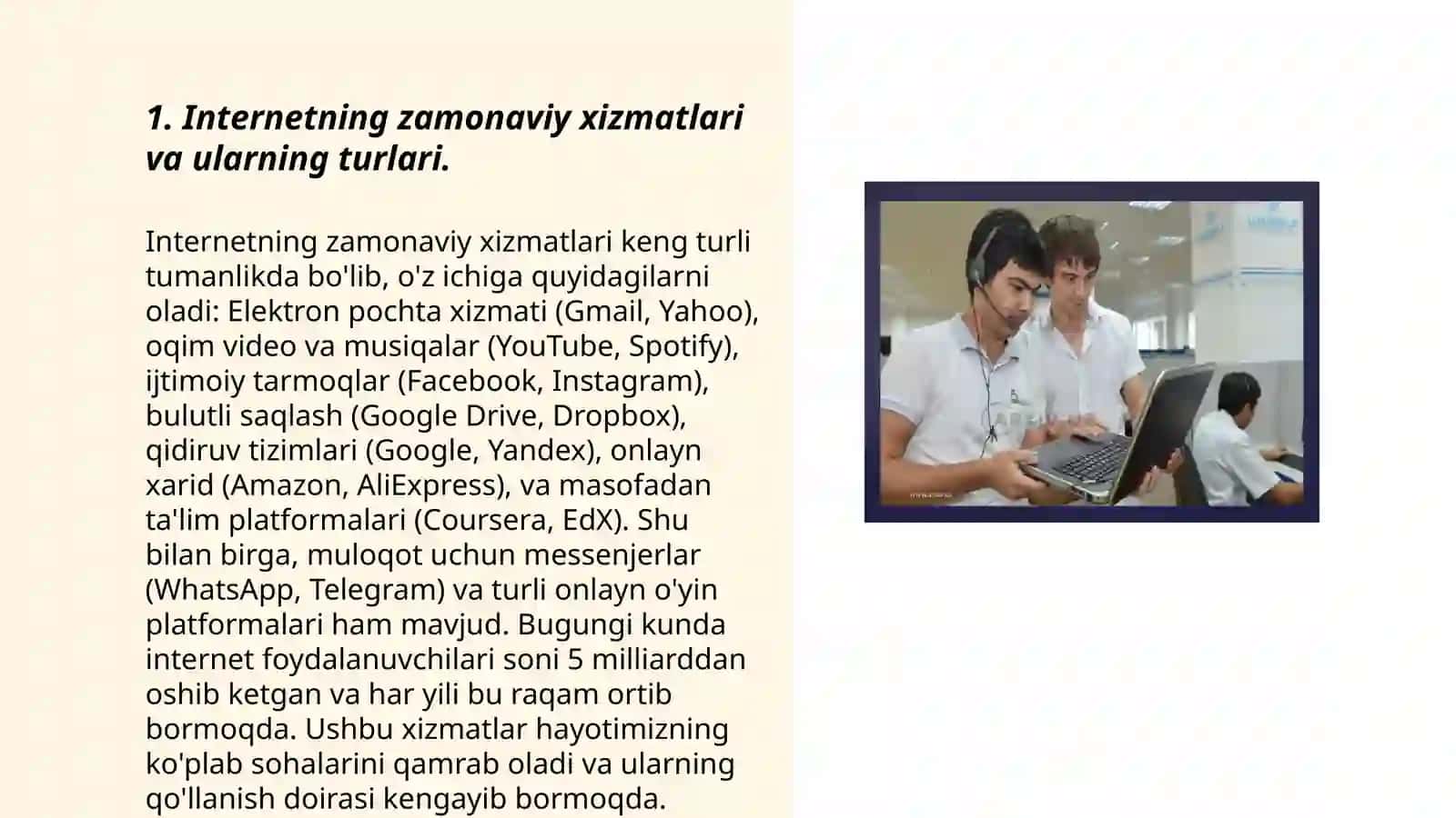 Internetning zamonaviy xizmatlari va ularning turlari 3