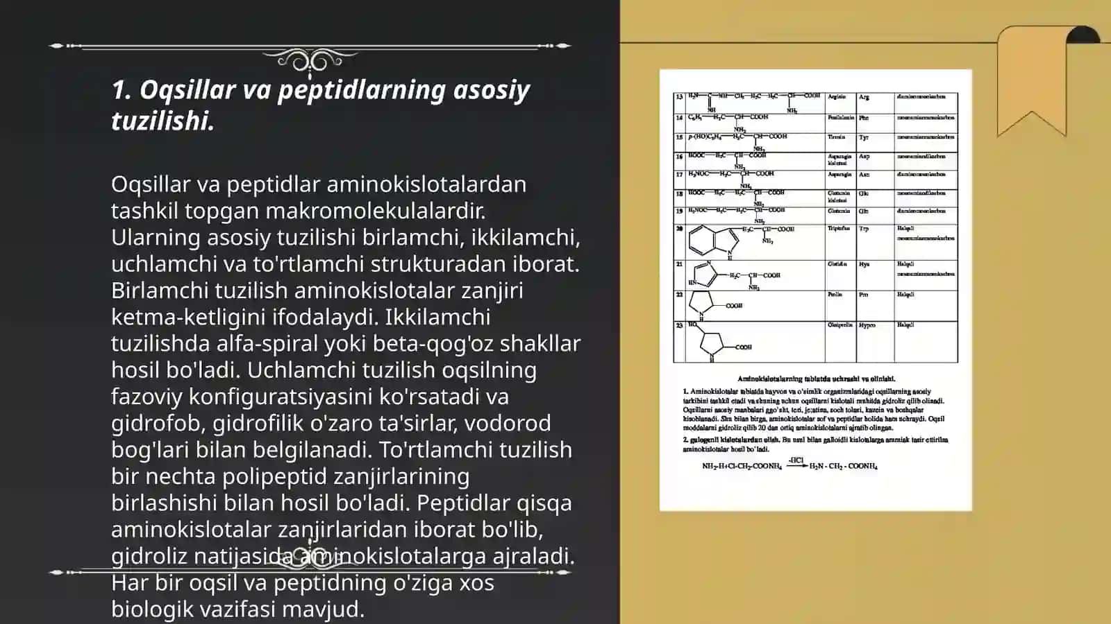 Oqsillar va peptidlarning kimyoviy tarkibini aniqlash tamoyillarini oʻzlashtirish 3