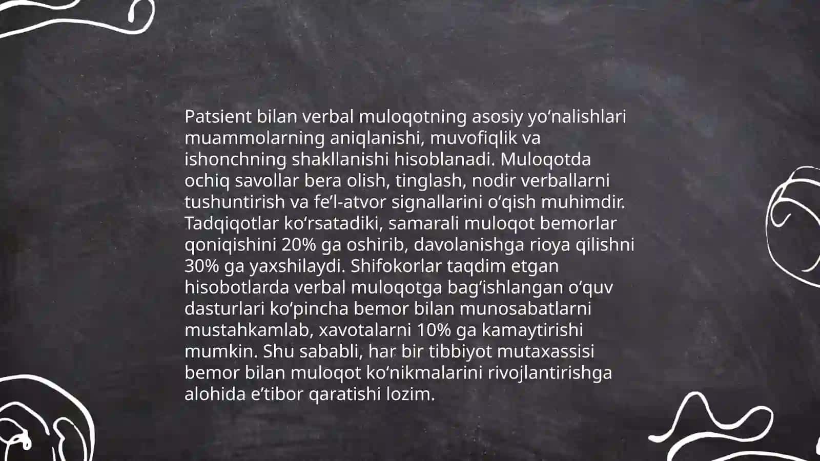 Patsient bilan verbal muloqot koʻnikmalari 3