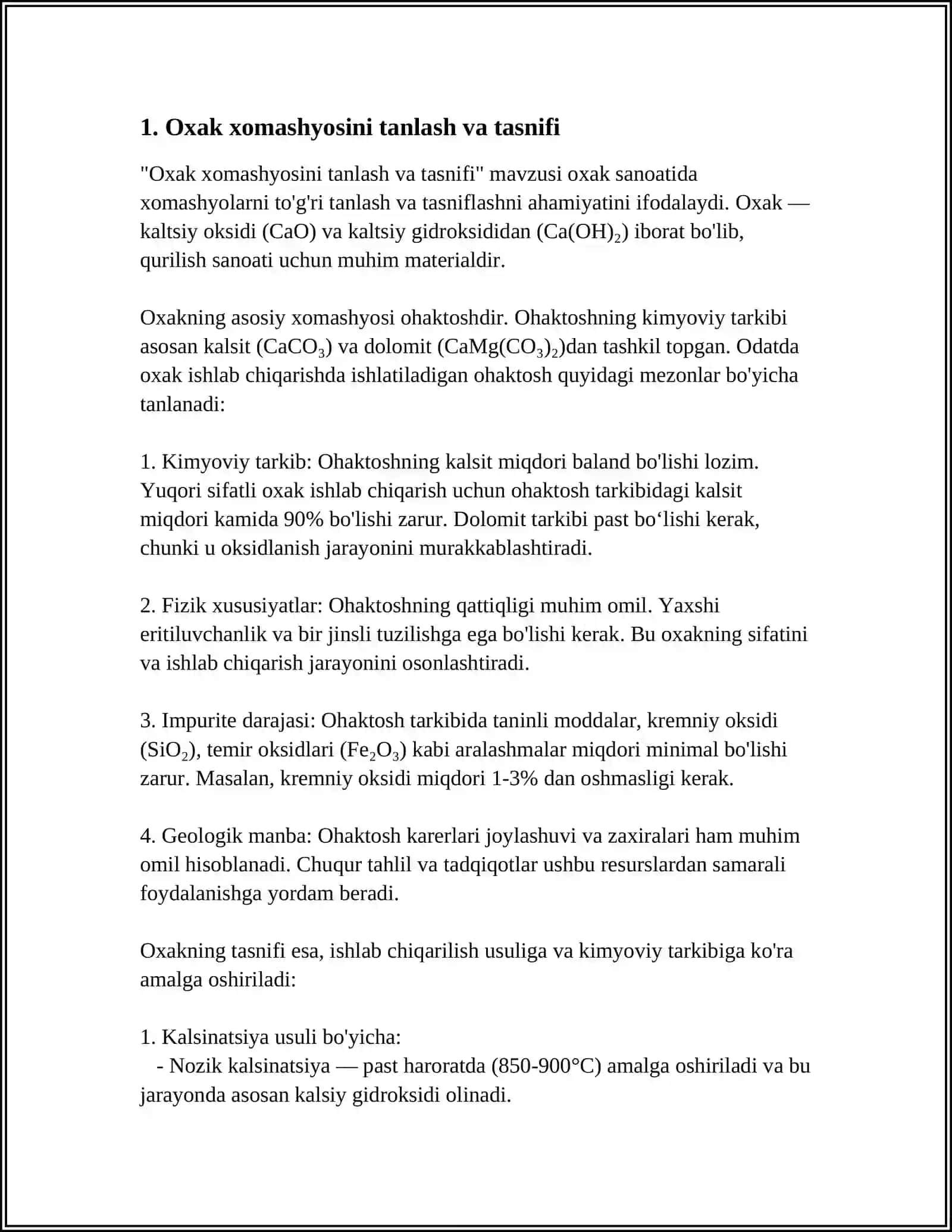 OXAK ISHLAB CHIQARISH TEXNOLOGIYASI 3